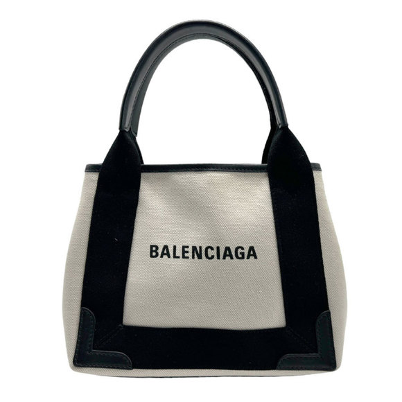 BALENCIAGA Handbags - BALENCIAGA Handbag Navy Cabas XS Canvas Leather Black x Ivory Women's 390346 ...